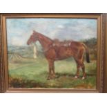 An early 20th century painting of a military horse "Wendy" dated 1913, 30 x 37cm; together with an