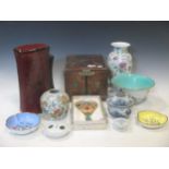 A quantity of mid 20th century Oriental items to include a large teapot, plates, papier mache