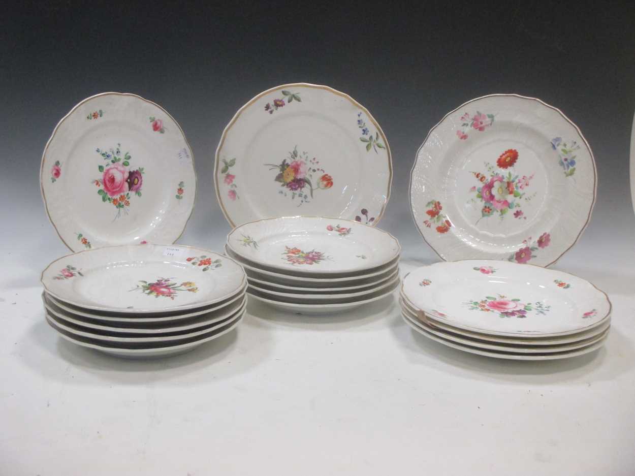 A Coalport salopian ware part dinner service painted with roses, together with a similar part set of