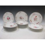A Coalport salopian ware part dinner service painted with roses, together with a similar part set of