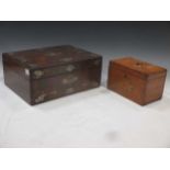 A George III fruitwood tea caddy, 18cm wide, together with a Victorian rosewood and mother of