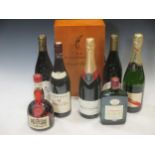 Wines - Bollinger special cuvee, Mumm champagne NV, two Arc 2013 Chateauneuf du Pape, three La Croix