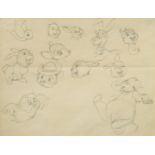 Kenneth Beeley for Walt Disney, studies of various Disney characters, circa 1949,