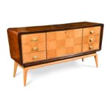 A Continental zebrano and maple sideboard, circa 1950s,