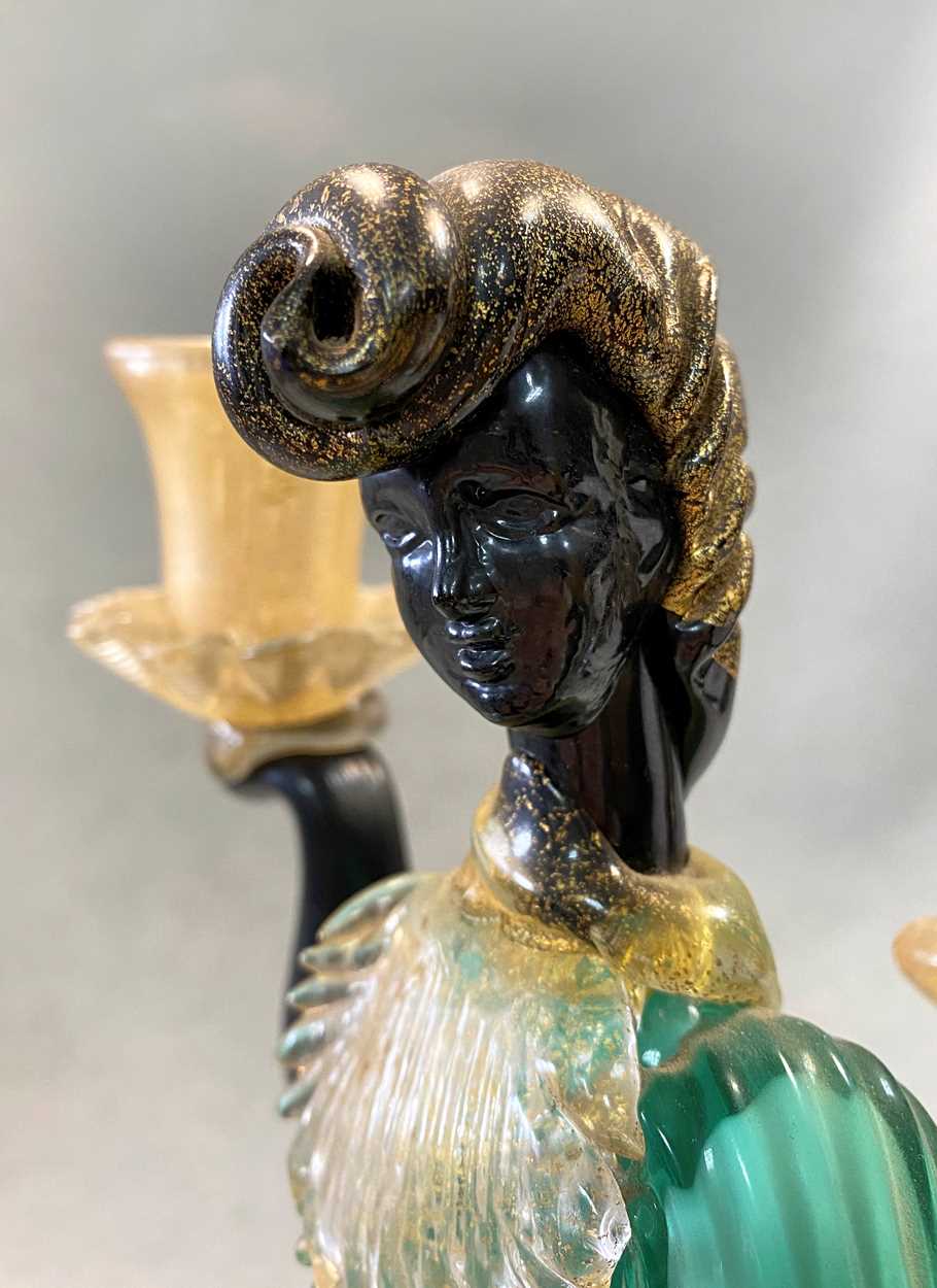 Attributed to Barovier & Toso, a Murano glass figural candlestick, - Image 3 of 9