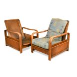 Attributed to Heal's, a pair of oak reclining armchairs, circa 1935,