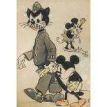 Mickey Mouse: An early watercolour of Mickey and Minnie Mouse, circa 1929,