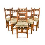 A set of six Puginesque Gothic oak chairs, circa 1880,