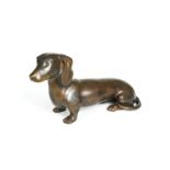 † * A contemporary bronze model of a Dachshund,