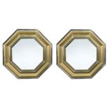 Sandro Petti for L'Angolo Metallarte, Italy, a pair of large octagonal brass and chrome mirrors,