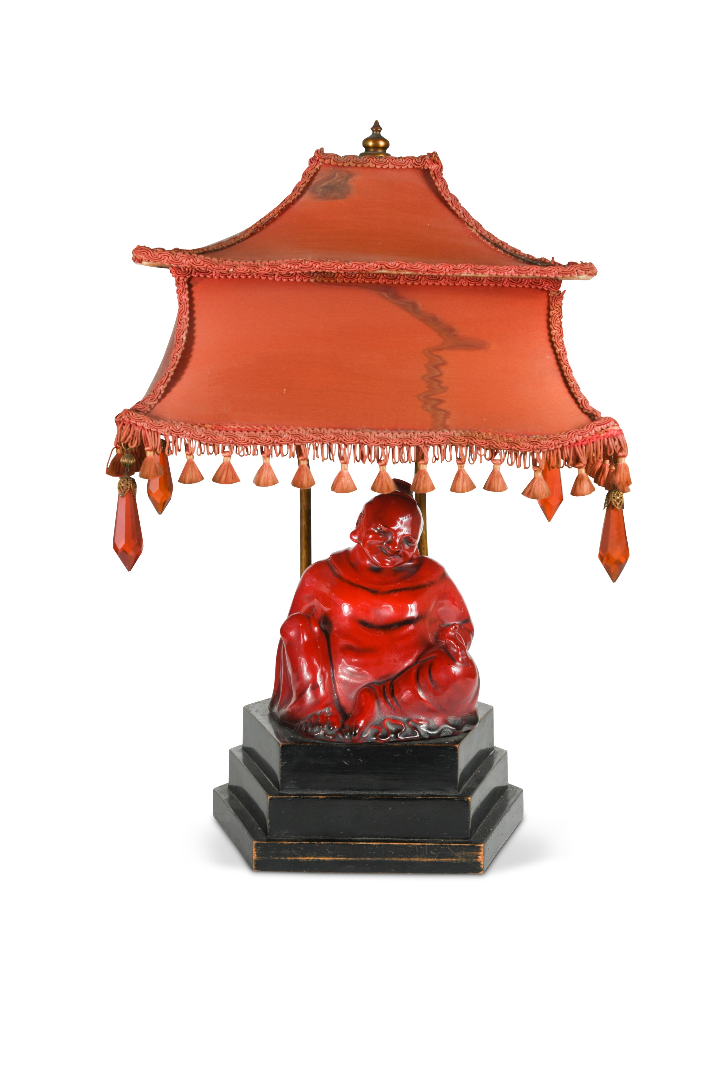 A rare Royal Doulton flambé model of The Smiling Buddha, circa 1925,