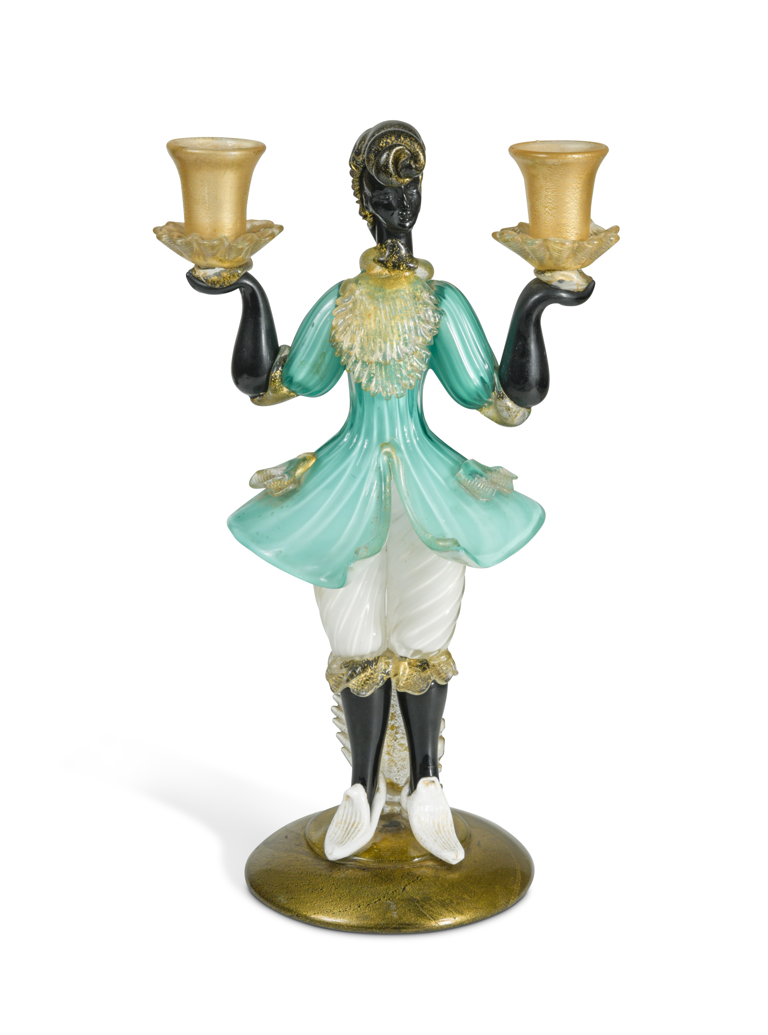 Attributed to Barovier & Toso, a Murano glass figural candlestick,