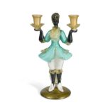 Attributed to Barovier & Toso, a Murano glass figural candlestick,