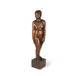 Attributed to René Baumer (French, 1906–1982), a carved wood nude figure,