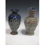 Two Doulton Lambeth stoneware vases tallest 35cm