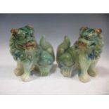 A pair of Chinese dogs of Fo together with a Canton umbrella stand