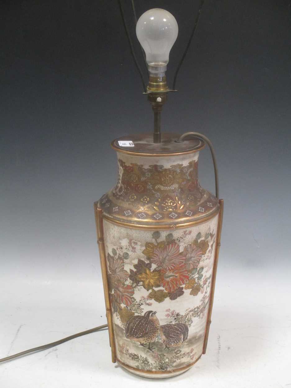A Japanese Satsuma vase converted to a lamp base, 38cm high (vase)