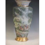 A large 19th century French Paris porcelain hand painted textured "tapestry" vase, cross mark to