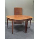 A George III mahogany D-end dining table with single central leaf, 74 x 199 x 134cm (opem)