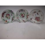 An 18th century Chelsea porcelain dish, and two others (damaged) (3)Condition report: Fruit plate: