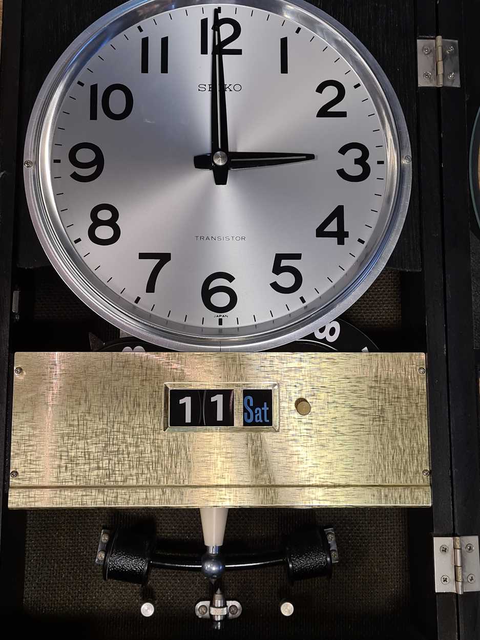 ATO by Junghans electric wall clock, 47cm high, and a Seiko electric wall clock of similar design ( - Image 3 of 3