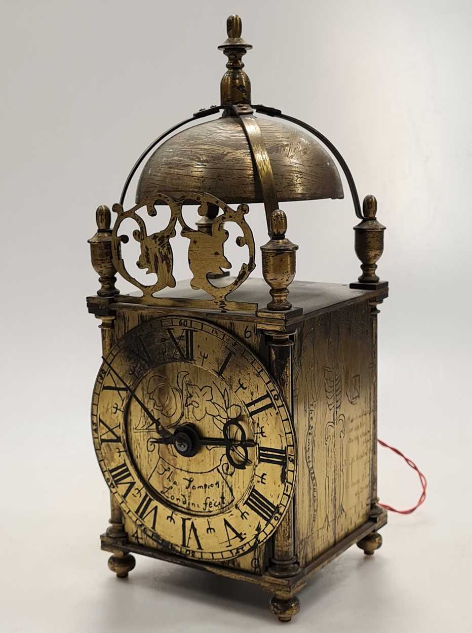 Sychronome electric mantel clock, in small size lantern style case, mid 20th century