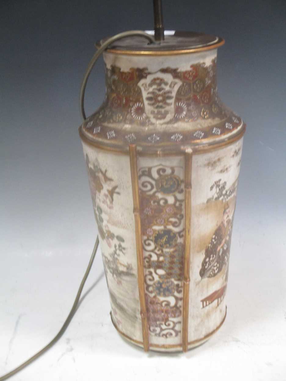 A Japanese Satsuma vase converted to a lamp base, 38cm high (vase) - Image 4 of 5