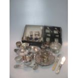 A collection of silverware including condiments, napkin rings, pin trays, bowl, waiter etc 27.7ozt