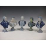 Five French faience portrait busts, including Nelson and Napoleon (5)
