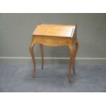 A Louis XV style bureau de dame on slender cabriole legs, 92 x 65 x 46cm