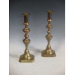 A pair of brass candlesticks 30cm high (2)