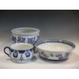 A collection of Coalport ribbon pattern plates, a large Cauldon planter, an English pottery water