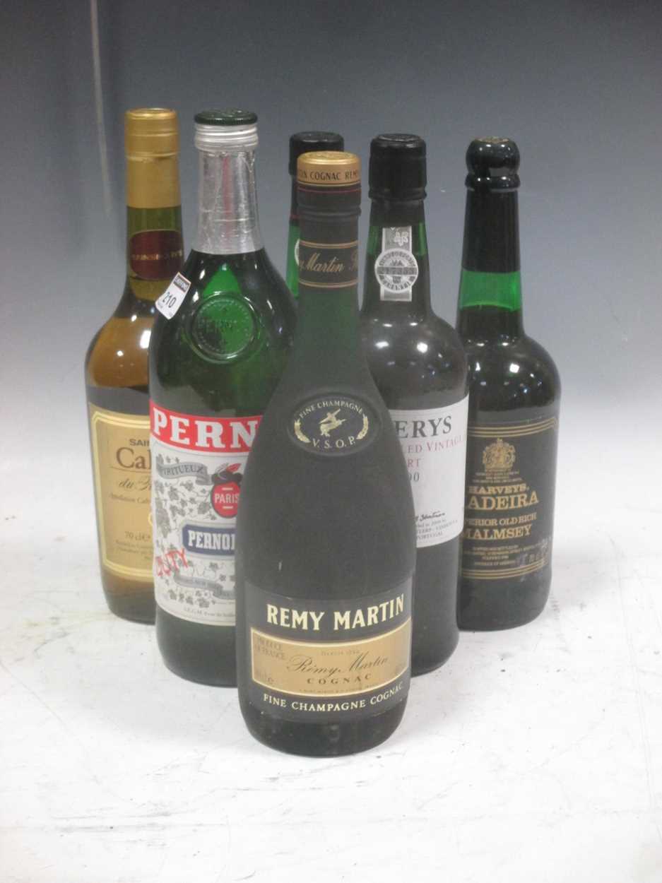 A quantity of port and spirits to include; Avery's late bottled vintage port 2000, Remy martin