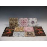 A quantity of various floral decorated tiles (qty)