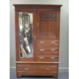 An Edwardian walnut wardrobe 205 x 129 x 51cm