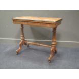 A Victorian walnut rectangular card table, on ceramic casters, 72 x 87 x 47cm