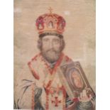 An Edwardian needlework of an Orthodox priest 45 x 35cm