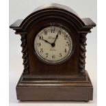 Gent of Leicester 'Pul-syn-etic' mantel slave clock, c.1920s, oak case with barley twist columns,