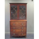 A George III mahogany secretaire astragal glazed bookcase 223 x 115 x 57cm