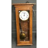 Van der Plancke master clock, oak cased, white dial, 88cm high