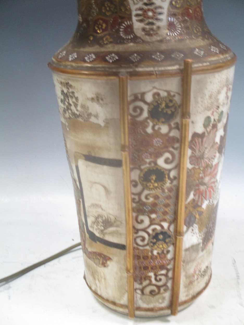 A Japanese Satsuma vase converted to a lamp base, 38cm high (vase) - Image 2 of 5