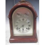 A dome top mahogany chiming table clock with silvered dial, c.1920s-30s