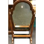 A Georgian style walnut frame swing toilet mirror, 75cm high