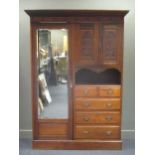 An Edwardian walnut wardrobe 206 x 146 x 50cm