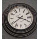 Magneta London slave clock, black painted metal case, 40cm dial, height 60cm