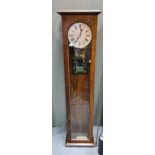 Synchronome electric master clock with triangle movement no.40, in dark oak case lacking locks, c.