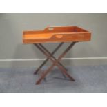 A late 19th/ early 20th century large butlers tray on folding stand 78 x 91 x 60cm