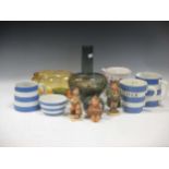 A collection of 20th century ceramics and glass, to include two Holmegaard glass vases, a pair of