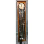 English Clock Systems master clock, double contact, no. 10180, flat top oak case, silvered dial,