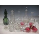 A quantity of misc glassware and decanters etc, a porcelain headed doll and other itemsJuilians